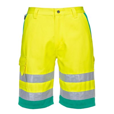 L043 Hi-Vis Lightweight Polycotton Shorts Yellow/Teal S Regular