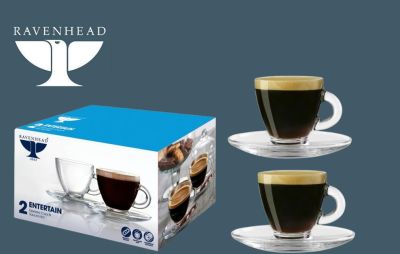 Ravenhead Glass Espresso Cup & Saucer Se