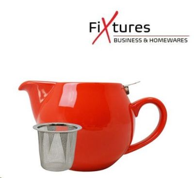 Red Porcelain Stump Teapot With S/S Lid 