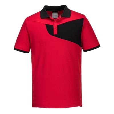 PW210 PW2 Cotton Comfort Polo Shirt S/S Red/Black L Regular