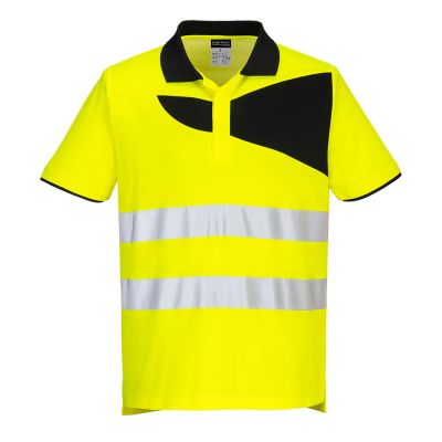 PW212 PW2 Hi-Vis Cotton Comfort Polo Shirt S/S  Yellow/Black 4XL Regular