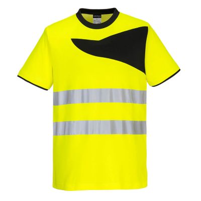 PW213 PW2 Hi-Vis Cotton Comfort T-Shirt S/S  Yellow/Black 4XL Regular