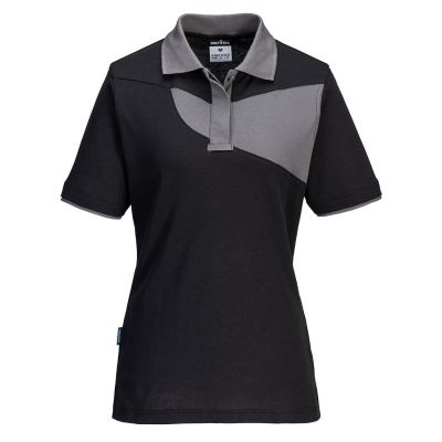 PW219 PW2 Cotton Comfort Women's Polo Shirt S/S Black/Zoom Grey L Regular