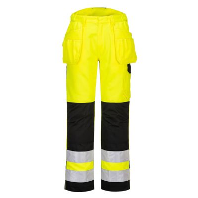 PW242 PW2 Hi-Vis Holster Pocket Trousers Yellow/Black 32 Regular