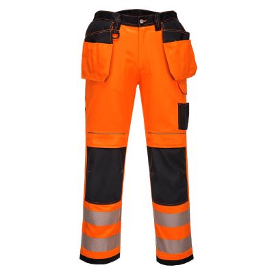 PW306 PW3 Hi-Vis Stretch Holster Pocket Trousers Orange/Black 28 Regular