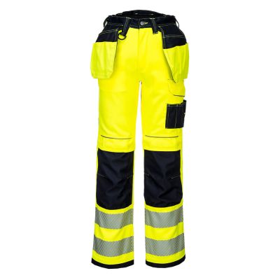 PW306 PW3 Hi-Vis Stretch Holster Pocket Trousers Yellow/Black 30 Regular