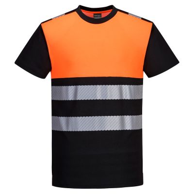 PW311 PW3 Hi-Vis Cotton Comfort Class 1 T-Shirt S/S  Black/Orange L Regular