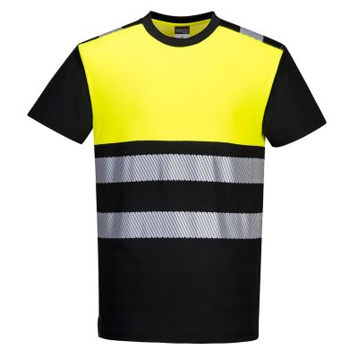 PW311 PW3 Hi-Vis Cotton Comfort Class 1 T-Shirt S/S  Black/Yellow L Regular