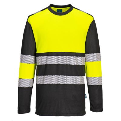 PW312 PW3 Hi-Vis Cotton Comfort Class 1 T-Shirt L/S  Yellow/Black 4XL Regular
