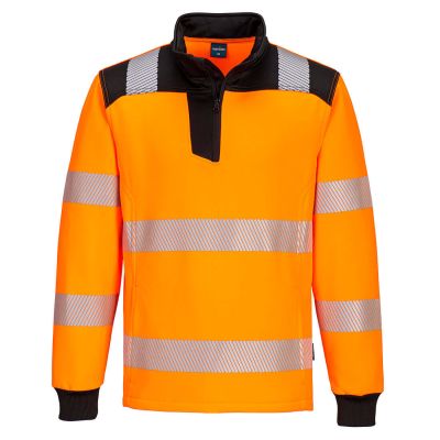 PW326 PW3 Hi-Vis 1/4 Zip Sweatshirt Orange/Black S Regular