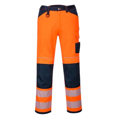 PW340 PW3 Hi-Vis Work Trousers Orange/Navy Short 33 Short