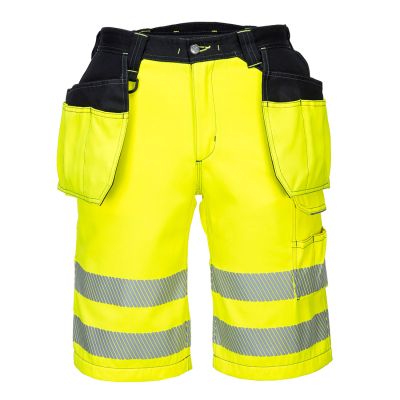 PW343 PW3 Hi-Vis Holster Pocket Shorts Yellow/Black 40 Regular