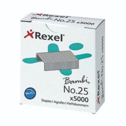 REXEL NO25 STAPLES METAL 4MM PK5000