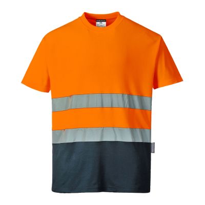 S173 Hi-Vis Cotton Comfort Contrast T-Shirt S/S  Orange/Navy L Regular
