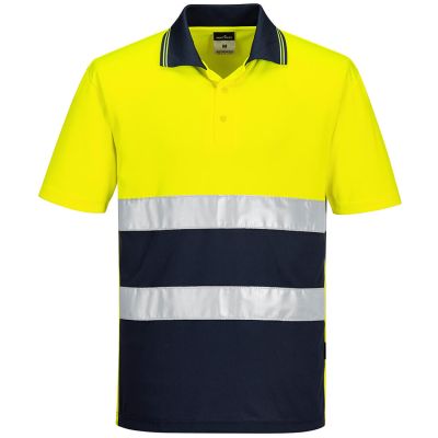 S175 Hi-Vis Lightweight Contrast Polo Shirt S/S  Yellow/Navy 4XL Regular