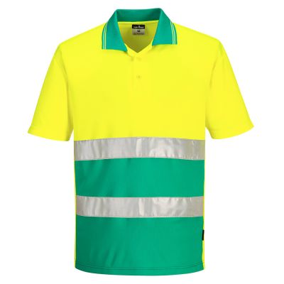S175 Hi-Vis Lightweight Contrast Polo Shirt S/S  Yellow/Teal M Regular