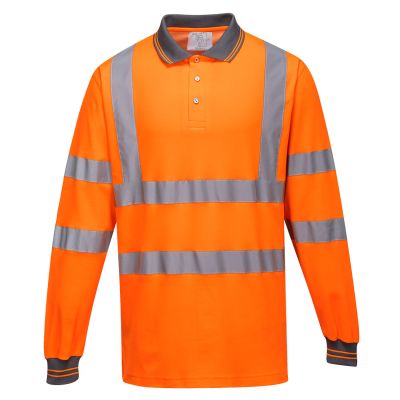 S271 Hi-Vis Cotton Comfort Polo Shirt L/S  Orange L Regular