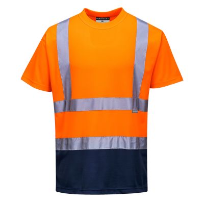 S378 Hi-Vis Contrast T-Shirt S/S  Orange/Navy S Regular