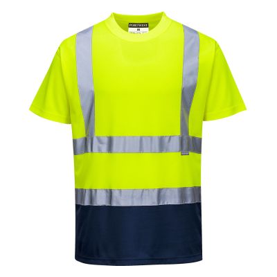 S378 Hi-Vis Contrast T-Shirt S/S  Yellow/Navy L Regular