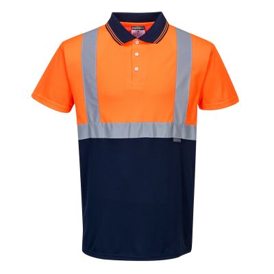 S479 Hi-Vis Contrast Polo Shirt S/S  Orange/Navy XL Regular