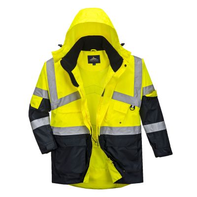 S760 Hi-Vis Breathable Contrast Rain Jacket Yellow/Navy L Regular