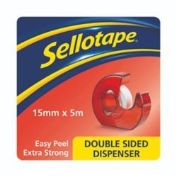 SELLOTPE DBLE SIDED 15MMX5M/DISP