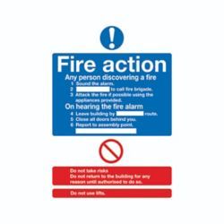 SAFETY SIGN FIRE ACTION WORDS A4 SA