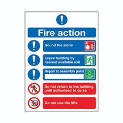 SAFETY SIGN FIRE ACTION SYMBOLS A4