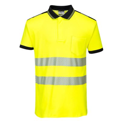 T180 PW3 Hi-Vis Cotton Comfort Polo Shirt S/S  Yellow/Black M Regular