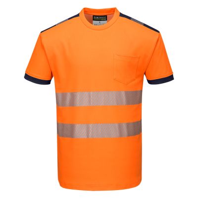 T181 PW3 Hi-Vis Cotton Comfort T-Shirt S/S  Orange/Navy 4XL Regular