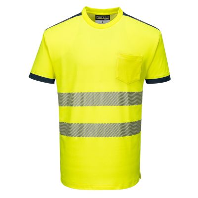 T181 PW3 Hi-Vis Cotton Comfort T-Shirt S/S  Yellow/Navy XL Regular