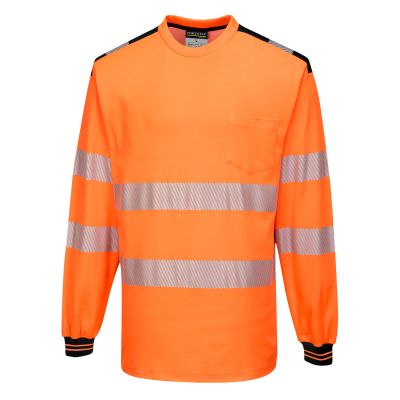 T185 PW3 Hi-Vis Cotton Comfort T-Shirt L/S  Orange/Black 4XL Regular