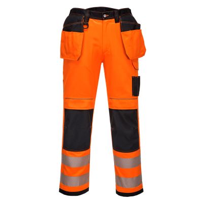 T501 PW3 Hi-Vis Holster Pocket Work Trousers Orange/Black 42 Regular