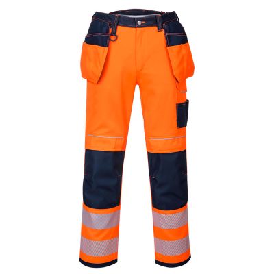 T501 PW3 Hi-Vis Holster Pocket Work Trousers Orange/Navy 30 Regular