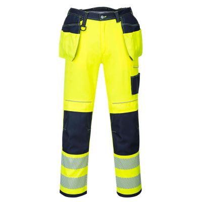 T501 PW3 Hi-Vis Holster Pocket Work Trousers Yellow/Navy 32 Regular