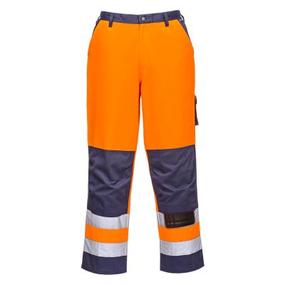TX51 Lyon Hi-Vis Contrast Work Trousers Orange/Navy XS Regular